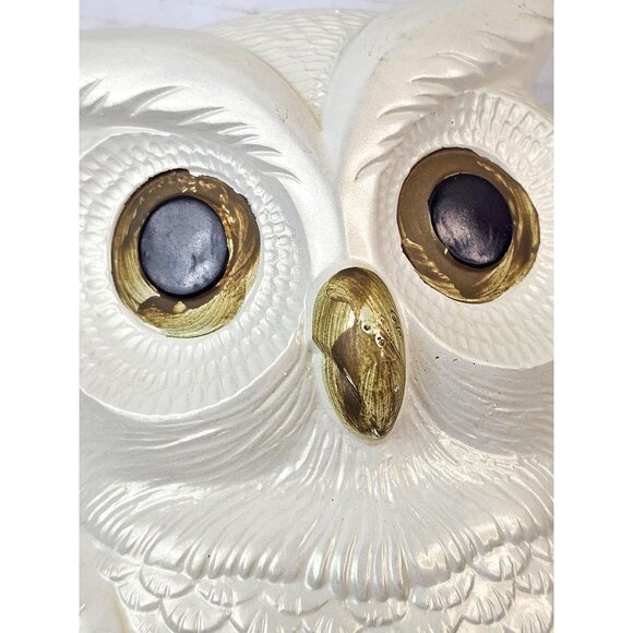 Vintage Chalkware White Owl Wall Plaques Hand-Painted Retro Mid Century Decor - Picture 8 of 12
